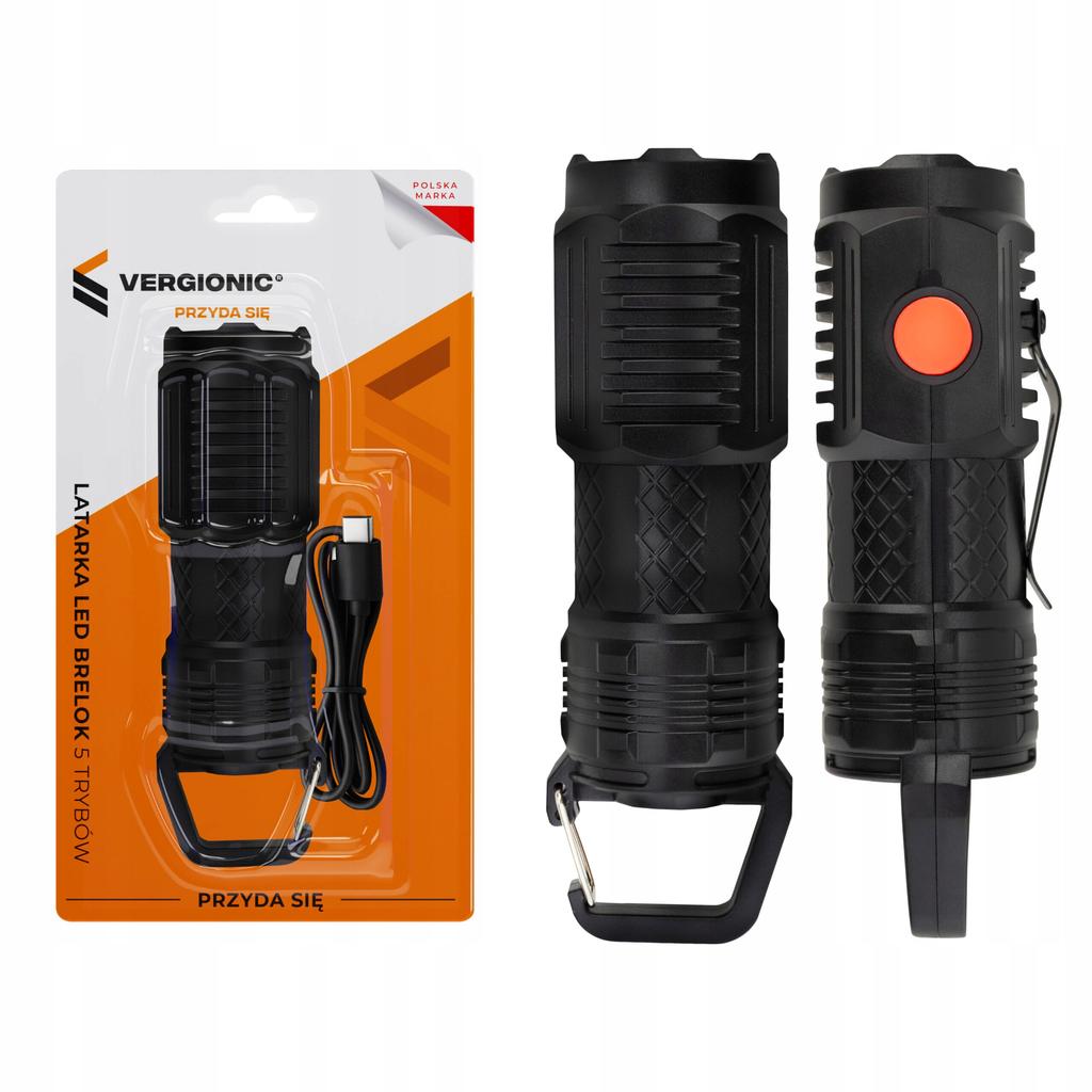 Latarka Brelok LED 5 Trybów Wielofunkcyjna