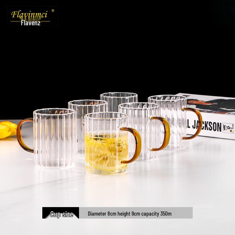 Flavinns Žáruvzdorné skleněné hrnky s uchem - Sada 6 kusů