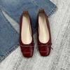 Shallow flat-soled single shoes women's 2025 autumn new bow French ballet shoes thick heel soft sole gentle evening shoes