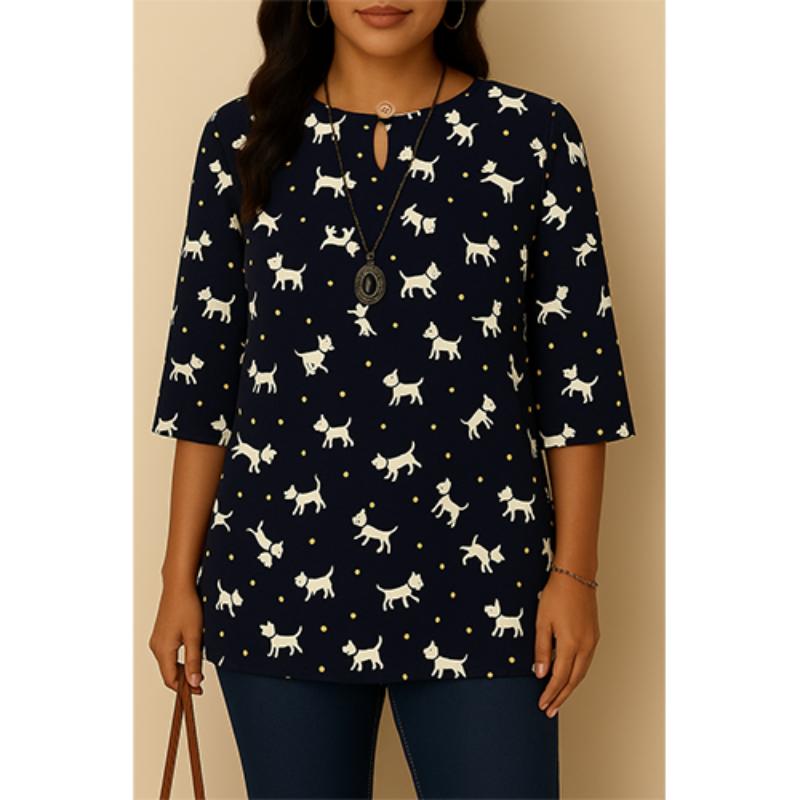 Fashion, for Women, Daily Wear, Long Sleeves, Neck with Flower Print, Loose, All Matches, Flower Blouse