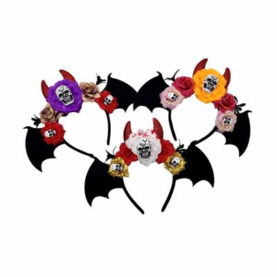 Halloween Skull Flower Hairband With Elastic Design Comfortable Party Headpiece For Costume Event Gathering Dressingup