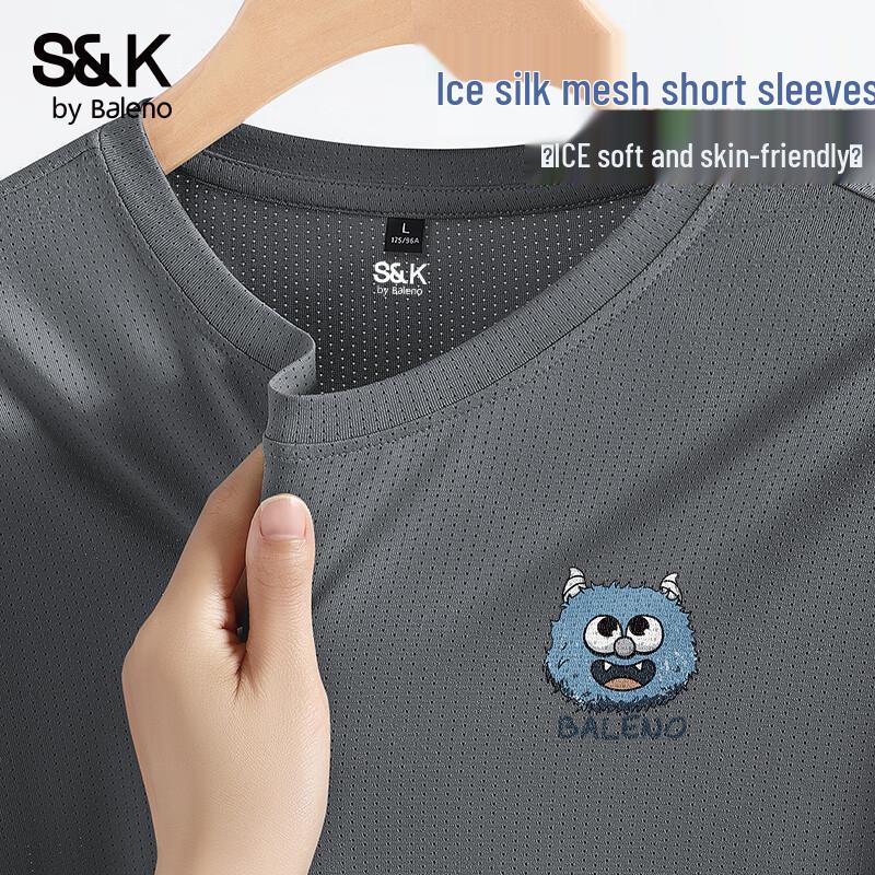 Baleno S&K Men s Ice Silk Mesh Short Sleeve T-Shirt L