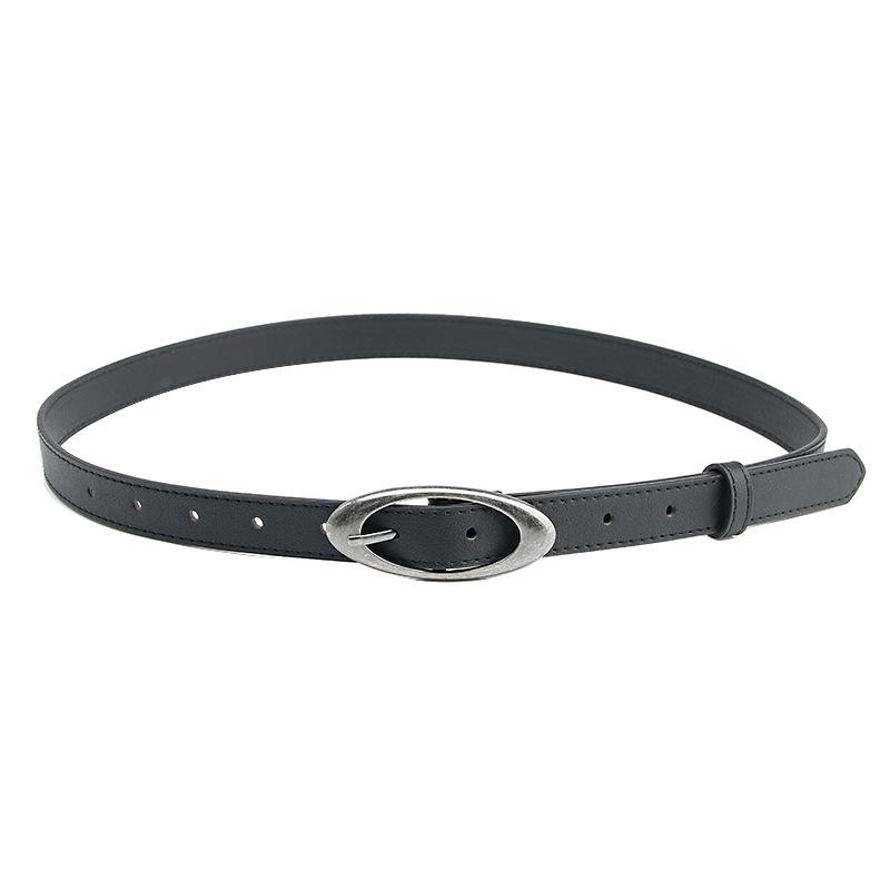 Korean Oval Alloy Pin Buckle Women's Belt - Versatile Style for Dresses & Jeans