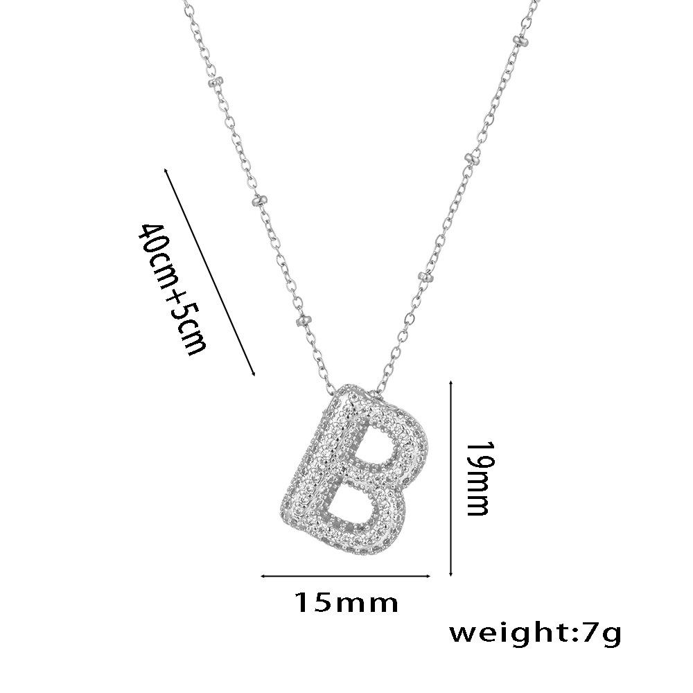 Fashion 26 Bubble Letter Initial Pendant18k Gold Plated Micropaved Full Zirconia Stone Chain Couple Necklace Women Jewelry