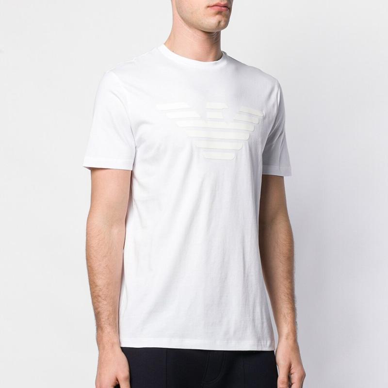 Emporio Armani Logo Print Crew Neck Short Sleeve T-Shirt Men Tops White 3G1T92-1J00Z-0134