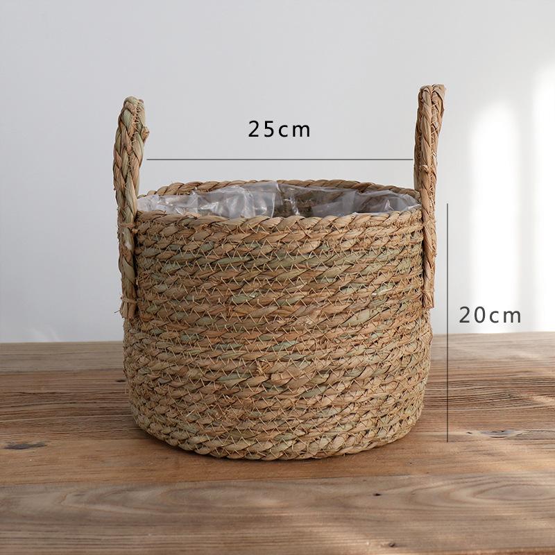

Rattan straw flower pot plant green plant floor large set of pots woven flower basket high-grade light luxury home decoration basket Medium