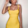 Sexy Elegant Dress Low Neck Wrap Chest Sleeveless Solid Color Bodycon Dress Women Mini Slim Skinny Dress Club Party