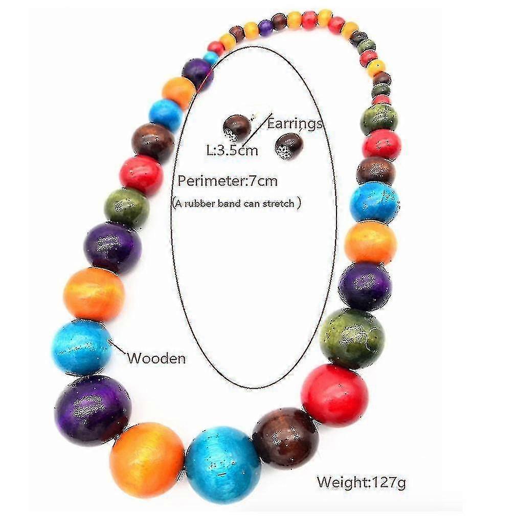 Wooden Bead Chain Ethnic Necklace for Women