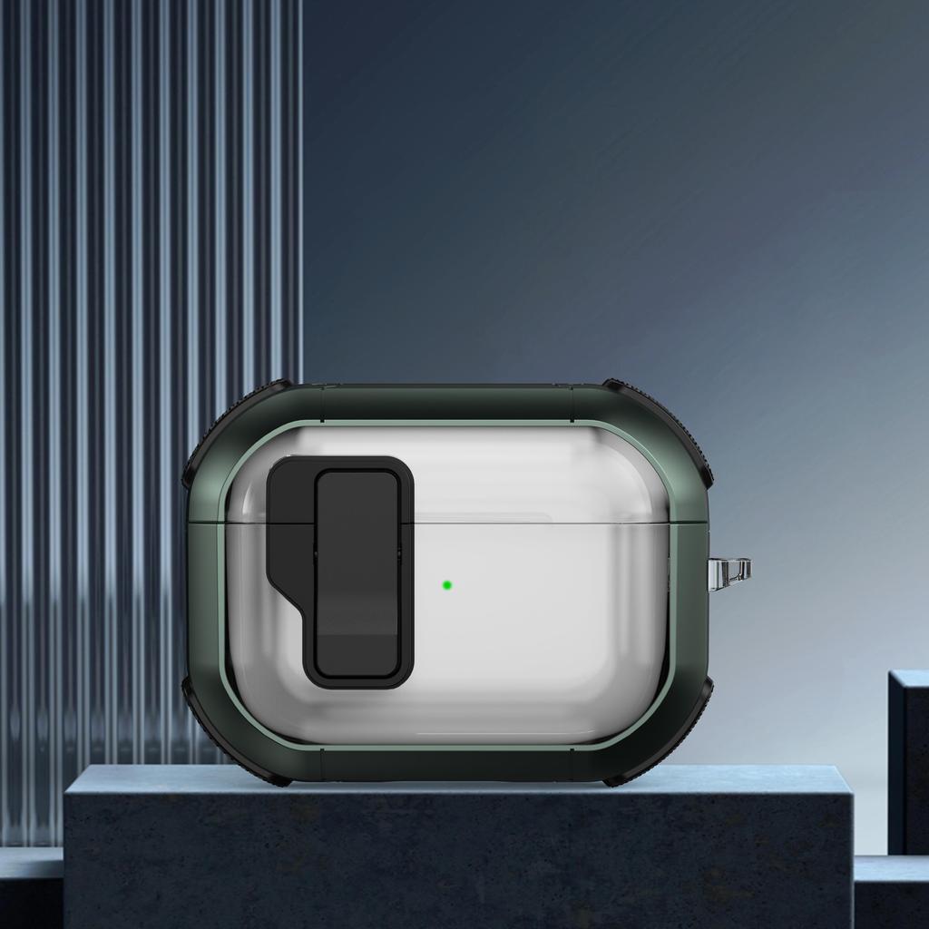 Gjennomsiktig magnetisk sikkerhetslåsbryter Øretelefonveske med nøkkelringkrok for Apple Airpods Pro 2 2nd Air Pods 3 Støtsikkert beskyttelse Ladedeksel