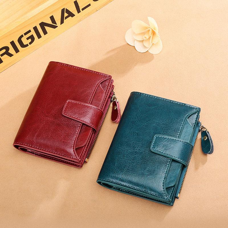 IELGY Frau Tasche Mode Echtes Leder Geld Reißverschluss Vielseitig Schwarz Einfache Führerschein Koreanische Version