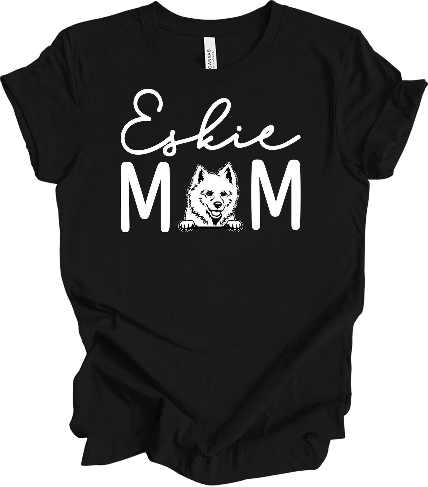 American Eskimo Dog Mom T-Shirt Cute Peeking Eskie Mama Gift Dog Lover Tee XL
