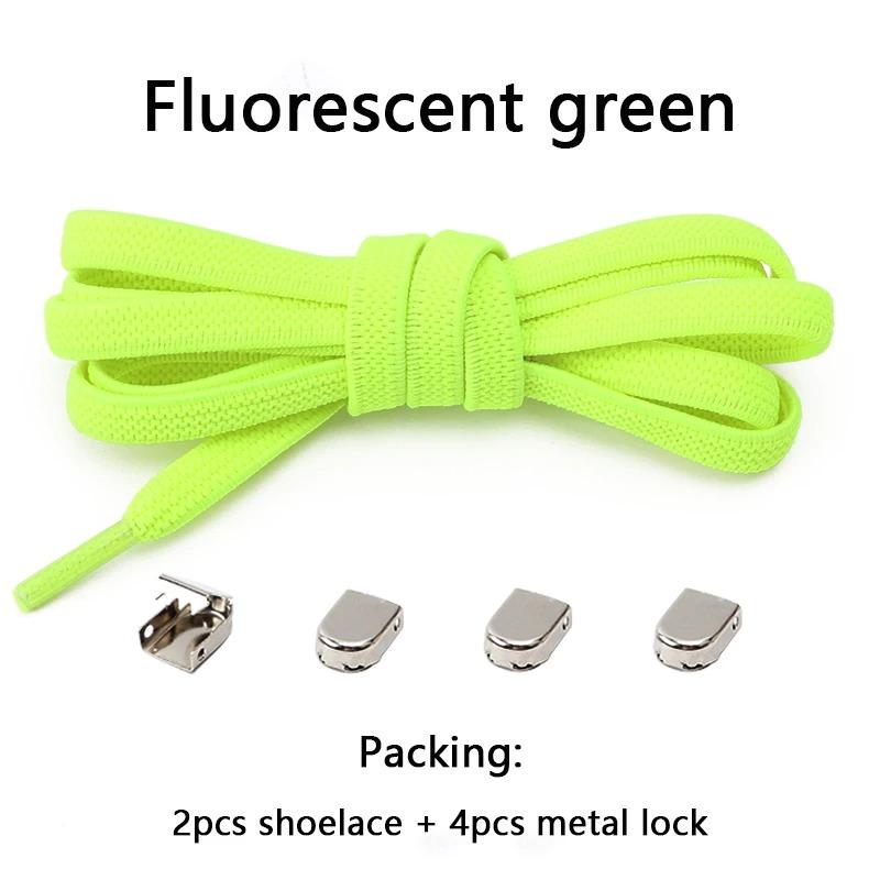 1 Pair Flat Shoe Laces For Sneakers Elastic Shoelaces Without Ties Press The Metal Lock Lazy Shoes Lace Rubber Band Accessories