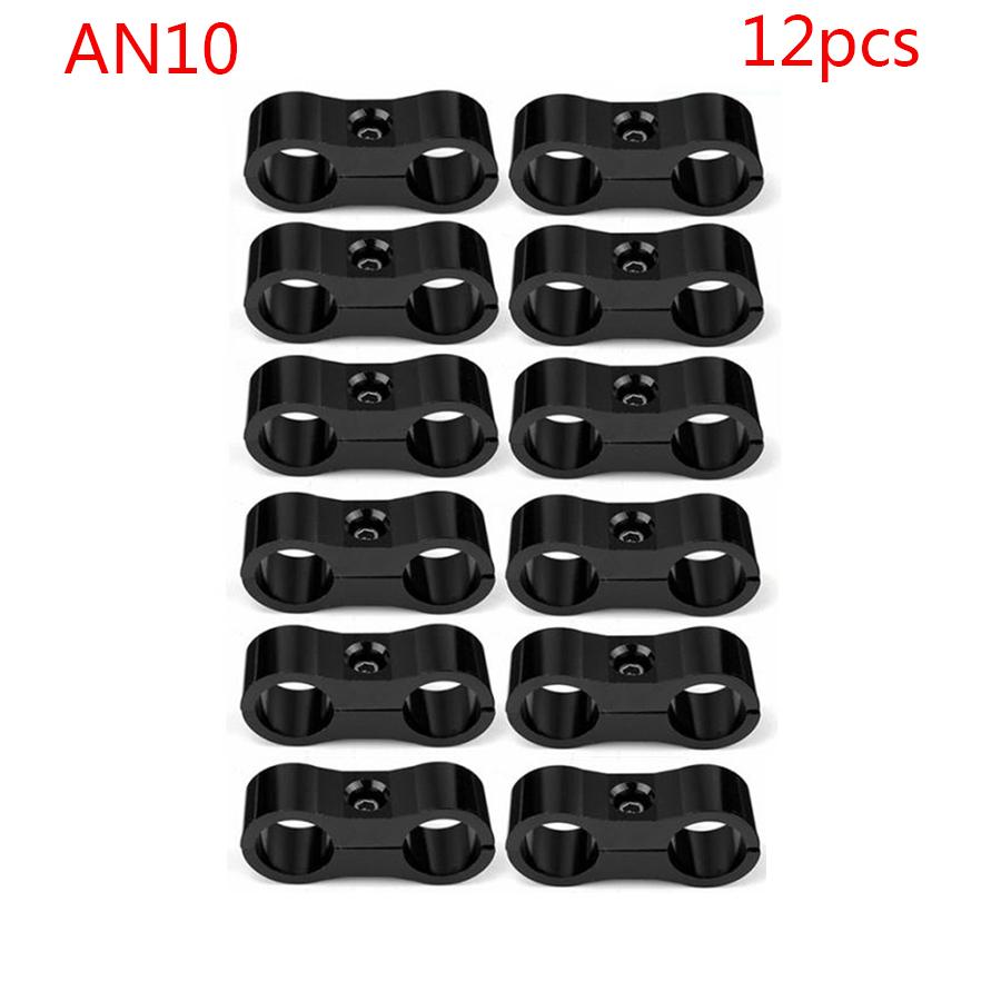 12pcs AN -10 AN10 19MM Black Braided Hose Separator Clamp Fitting Adapter Bracket