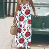 Women Long Slip Dress Breathable Summer Floral Print Casual Sleeveless Dress Spaghetti Strap Loose Swing Hem Ankle Length Beach Dress