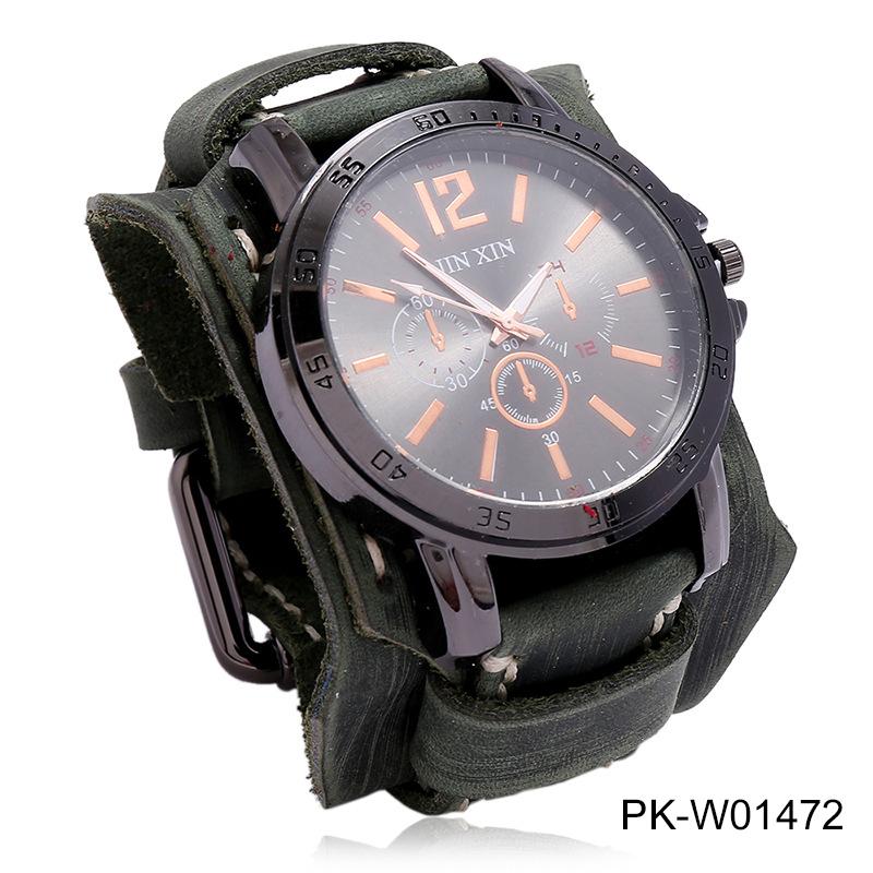 Vintage Watches Men Genuine Leather Pointer Belt Strap Punk Watch Wide Cowhide Bracelet & Bangles For Women Male Jewelry