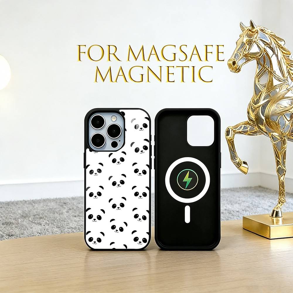 Chibi Panda Phone Case For iPhone17,16,15,14,13,12,11 Plus,Pro Magnetic For Magsafe Wireless Charging