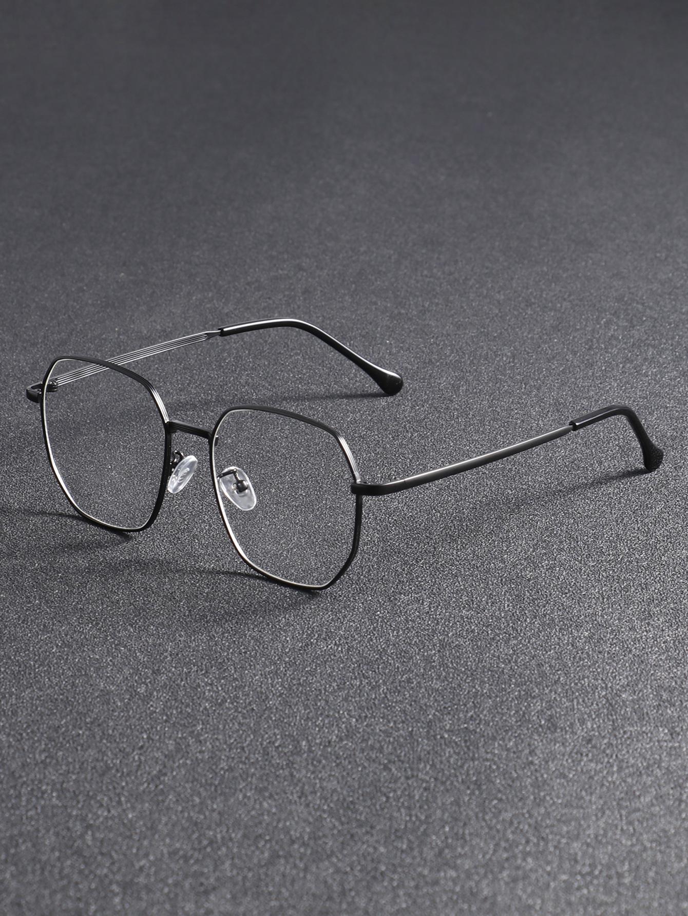 

Men s metal full-rim geometric frames, retro and elegant academic-style non-prescription glasses, suitable for daily commuting, белый