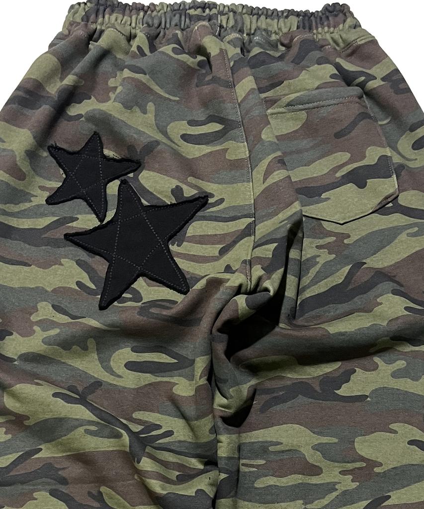 SK8ER ROCK Night Camouflage Sweat Wide Pants ((Khaki))
