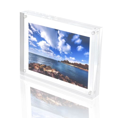 BBEST Acrylic Photo Frame, Block-Shaped, Large, 148 x 110mm, 1 Piece, Magnetic, Can Be Used Vertically or Horizontally, Transparent, Double-Sided, wit