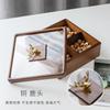 Creative Wooden Square Snack Platter Deer Head Transparent Glass Cover Separated Dried Fruit Candy Storage Box Home Accessories