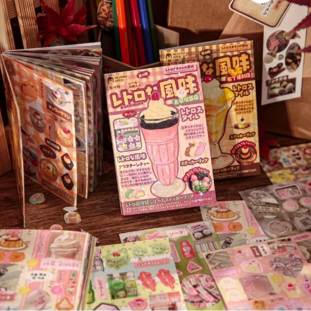 New 30 Sheets DIY Decorative Stickers Cute Cartoon Cut Film Sticker Book Retro Flavour House Series Scrapbook Stickers Kids Gift