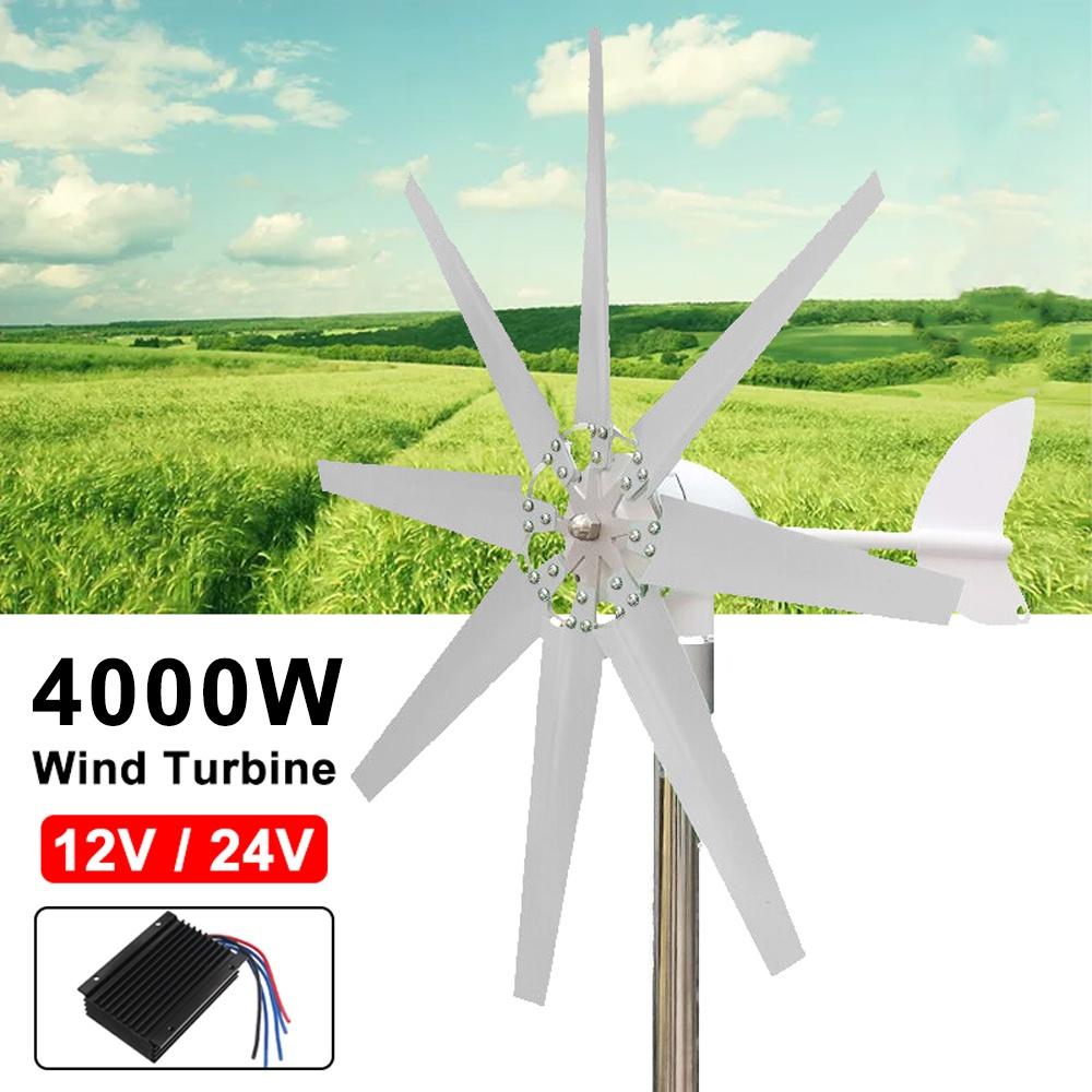 8 Blade Wind Turbines Generator Efficient Wind Turbines Horizontal Home Power Windmill Energy Turbines Charge 4000W 8 pcs 24/12V
