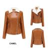 Womens Faux Leather Jacket With Fleece Lining Long Sleeve Warm Outerwear Casual Urban Style