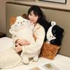 45Cm Cat Long Plush Pillow Stuffed Black White Brown Kitten Cartoon Animal Long Bolster Sleeping Companion Gift
