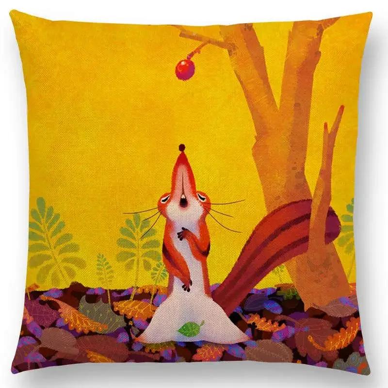 Super Cute Cartoon Animals Pufferfish Cushion Cover Lovely Bird Sweet Nest Interesting Fish Cat Frog Fox Throw Pillow Case Hogar