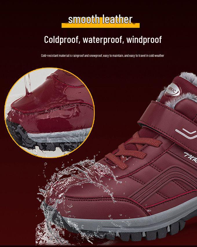 Warm Fleece-Lined Waterproof Anti-Slip Snow Boots for Elderly