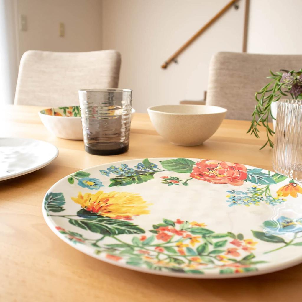 Abode Homewares Design [Etyczna, Nietłukąca, Bez BPA Zastawa Stołowa] Miska Ogrodowa w Kwiaty, Talerz, Miska do Serwowania, Miseczka na Płatki, Ok.. Średnica 20 cm,