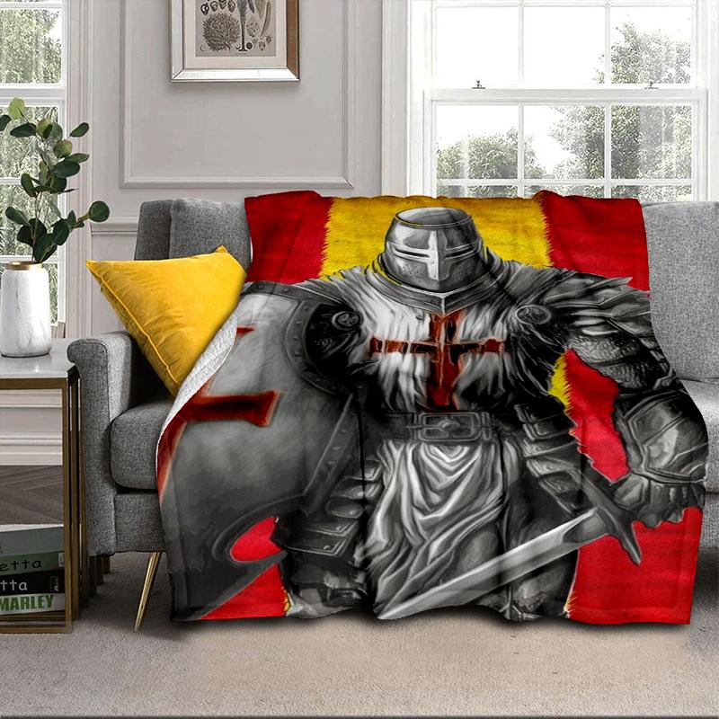 Knightly Crusader Armor Blanket Flannel Blanket for bed, sofa, Camping, Hiking, Picnic Essentials, gift for family Fan gifts
