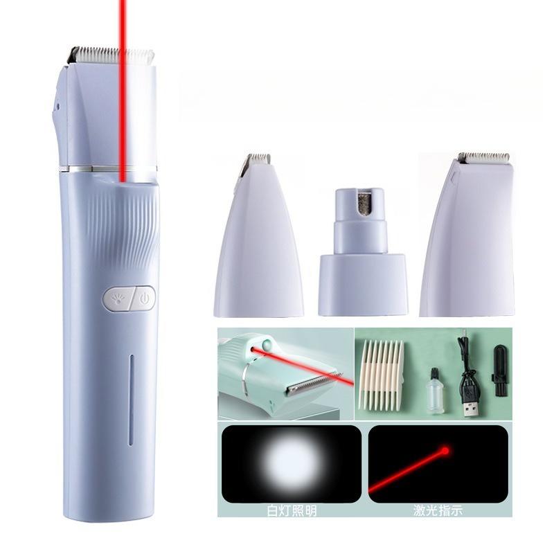 4 in 1 Pet Grooming Clippers for Cats Dogs Trims Paw Hair Detects Ringworm Urine Rechargeable