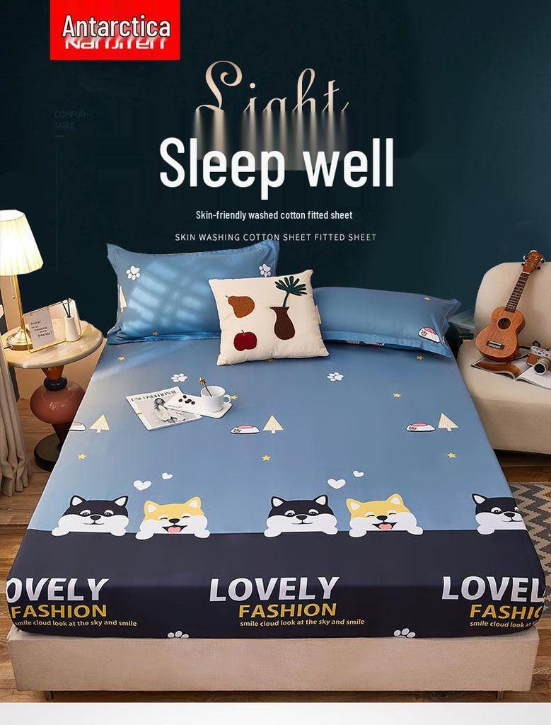 Nanjiren Washed Cotton Non-Slip Fitted Bedspread & Mattress Protector