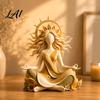 Rustic Interior Decorations Meditating Sun Goddess Resin Statue Yoga Spiritual Figurine Boho Zen Home Office Decor Style Desktop Ornament