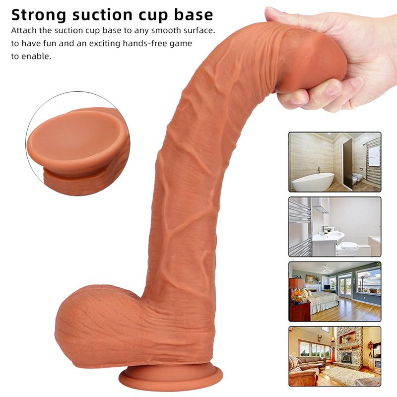 Kvinnelig dobbeltlags silikon Super lang penis Big Mac Simuleringsdildo Super tykk Super Big Dildo