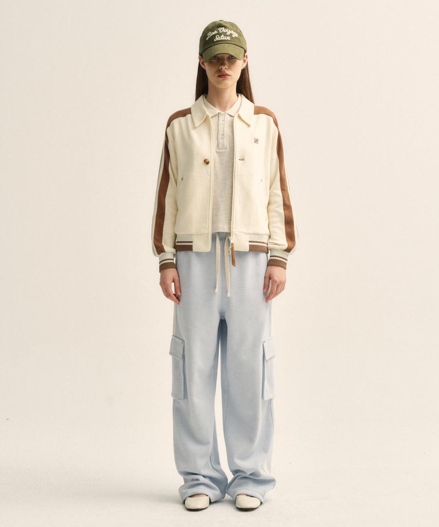 Satur Rawton Collar Track Zip-Up Jacket Resort Cream