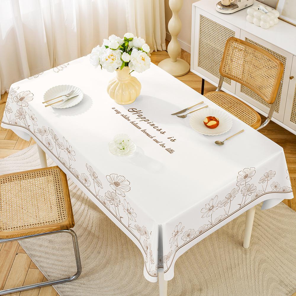 1PC Modern Simple PVC Dining Table Cloth Waterproof Oil-proof Anti-scalding Leave-in Table Cloth Non-slip Thermal Insulation