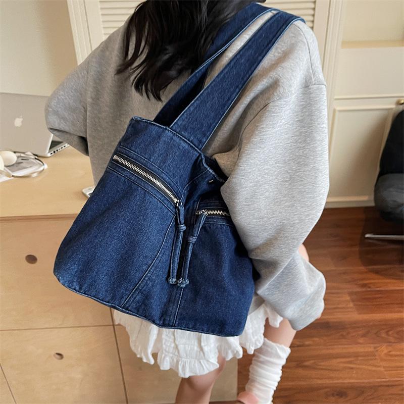 Casual Large-capacity Denim Bag Women's New Versatile Shoulder Bag Commuter Tote Bag