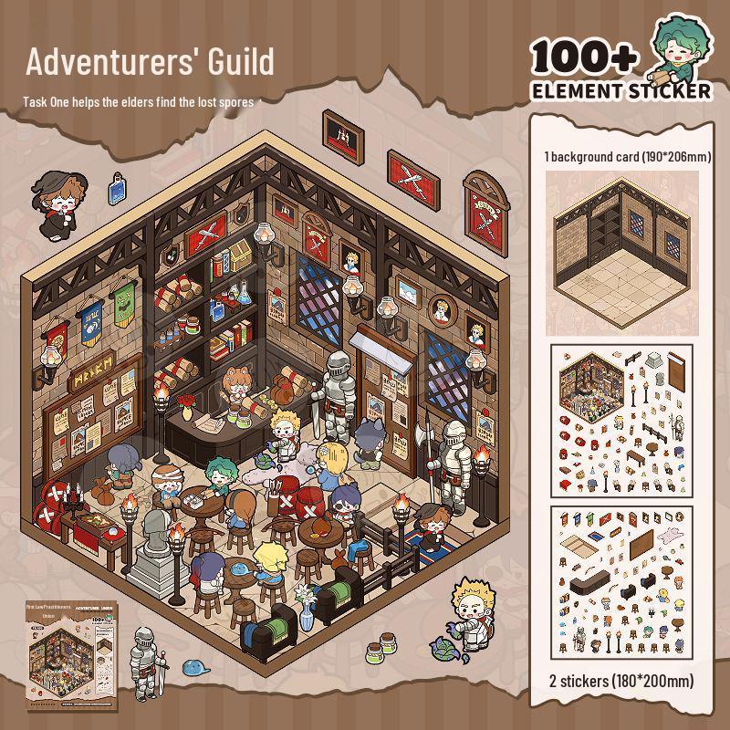 3D Adventure Theme Sticker Book: Miniature Scene & Landscaping Stickers