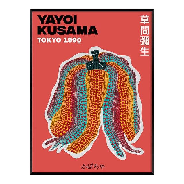 Abstract Japanese Minimalist Poster Yayoi Kusama Canvas Paintings Art Print Wall Art Picture for Living Room Office Home Decor