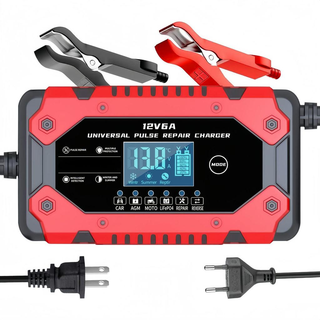 12V Car and Motorcycle Battery Charger, 6A