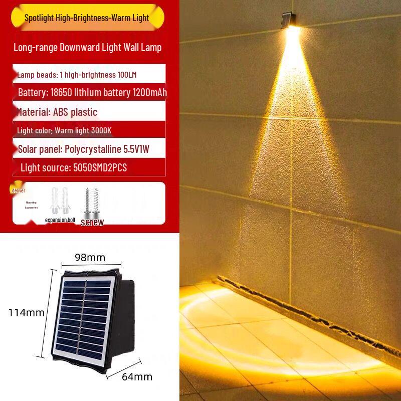 Outdoor Solar Wall Washer Light - Waterproof Spotlight for Gardens, Fences, and Villas