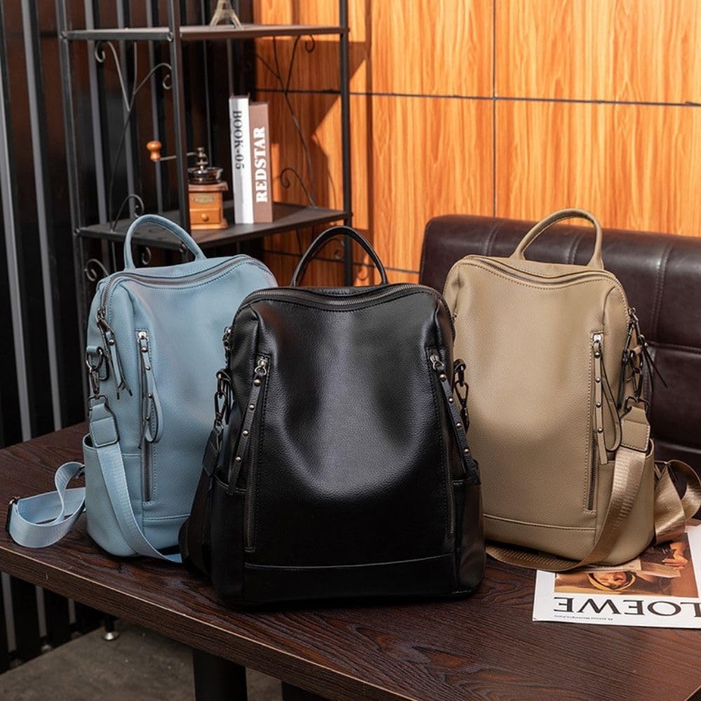 Homarina Women's 2-Way Shoulder Bag Backpack, PU Leather, A4 Size, Lightweight, Business Backpack, Perfect for Commuting, School, and Casual Use
