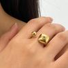 18K Gold Plated Stainless Steel Open Adjustable Ring Square Cushion Colored Cubic Zirconia Fashion Jewelry for Women
