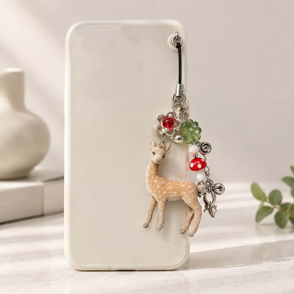 Flocked Flocked Pendant Miniature Animal Bag Charm Flower Bag Hanging Beaded Key Ring  Teens