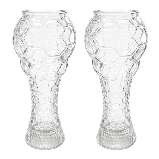 Soccer Trophy Glass Mug Heavy Shaped Pint 400/600ml Capacity Beer Duty Football Cup