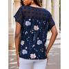YYFS Women's Fashion Casual Summer Spring Flower Pattern Print Short Sleeve V-Neck Blouses & Shirts