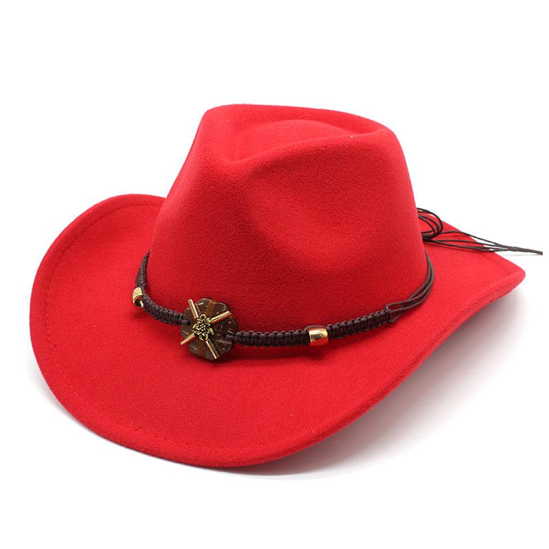 Western Cowboy Hat Woolen Jazz Top Hat Men And Women'S Ethnic Style Felt Hat Big Eaves Hat