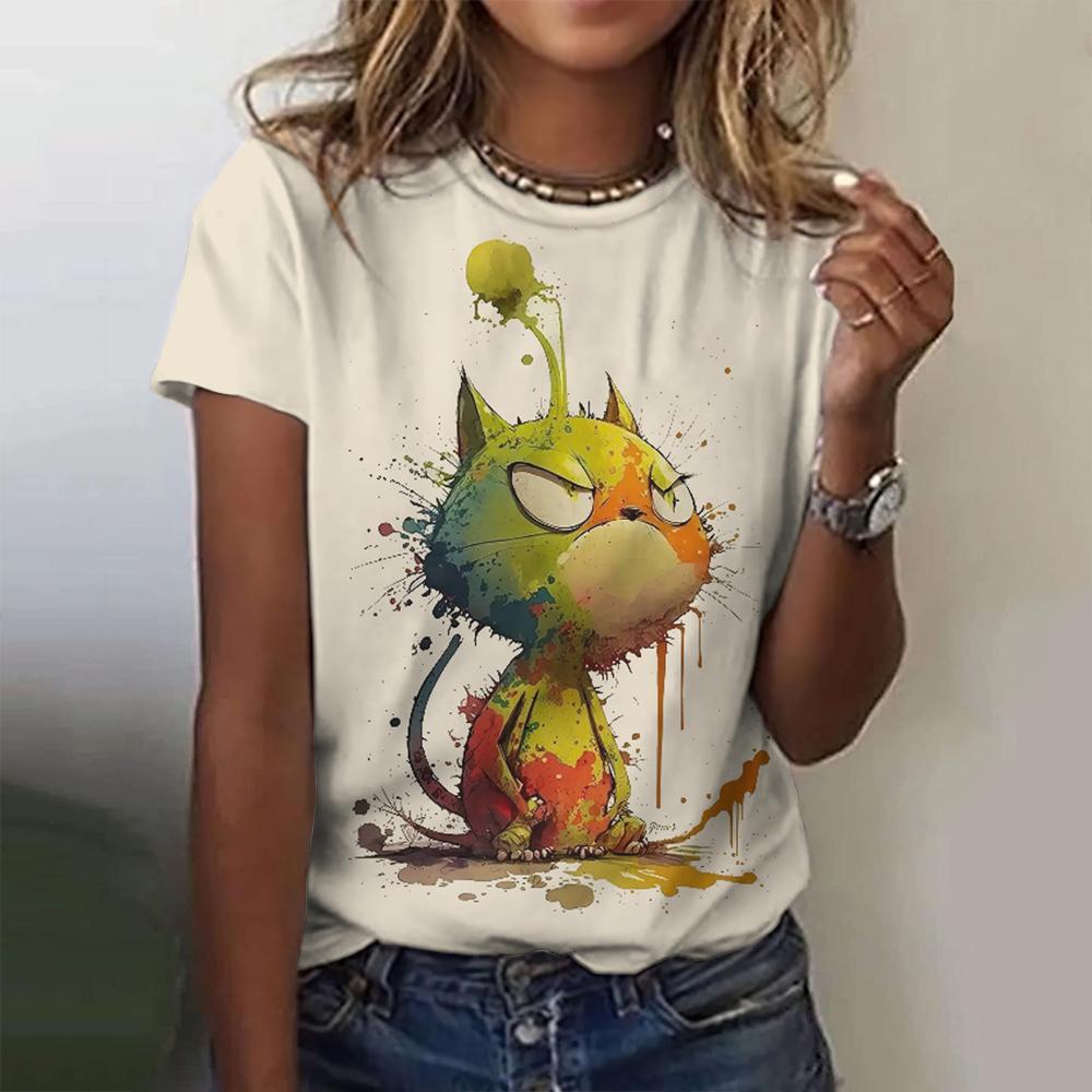 Anime Dog T-Shirt Women 3d Print Cute Animal Cartoon Retro O Neck Tops Tee Harajuku Casual Short Sleeve Women's T-Shirts